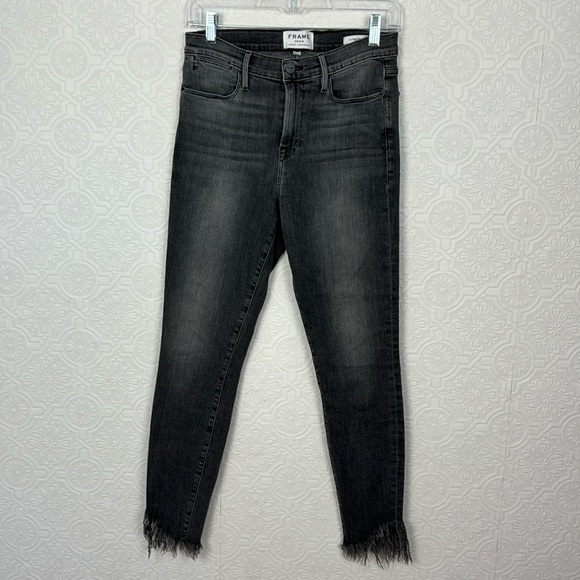 Frame Le High Skinny Jeans Premium Denim Black 29 Grey High Rise - Picture 1 of 6